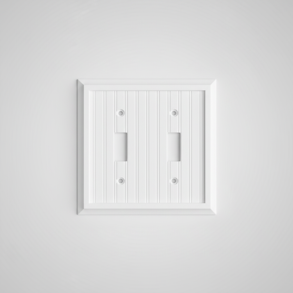White Beadboard Double Toggle Switch Cover